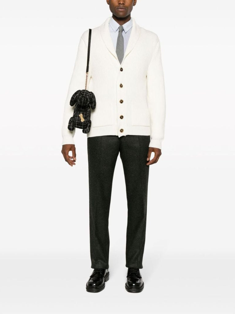 Green Wool Straight-leg Trousers