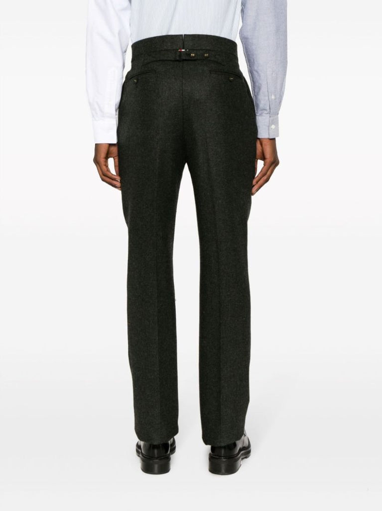 Green Wool Straight-leg Trousers