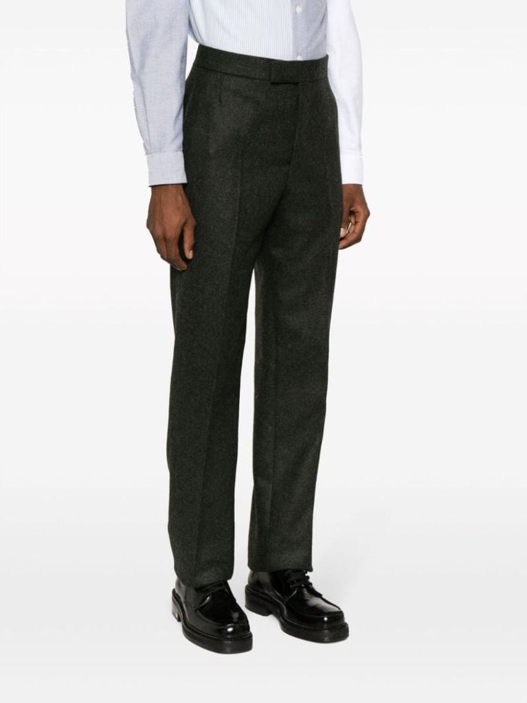Green Wool Straight-leg Trousers