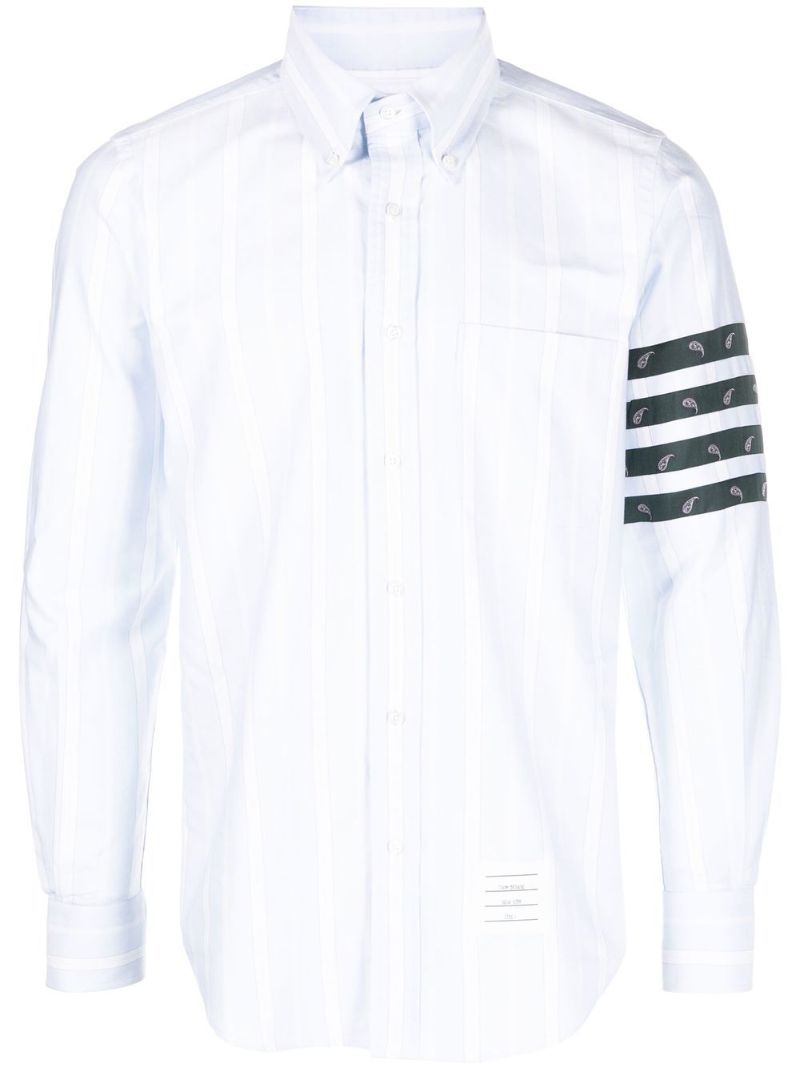 Blue 4-bar Striped Silk Shirt