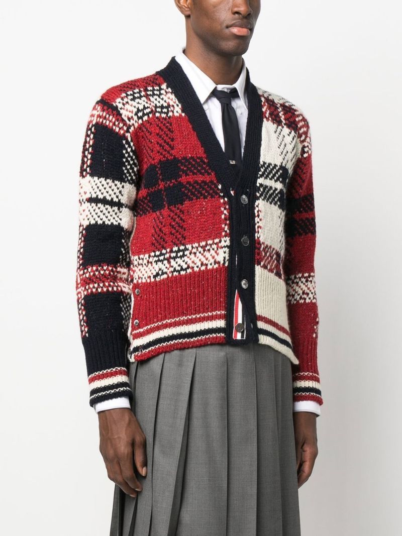 Red Tartan-check Pattern Cardigan
