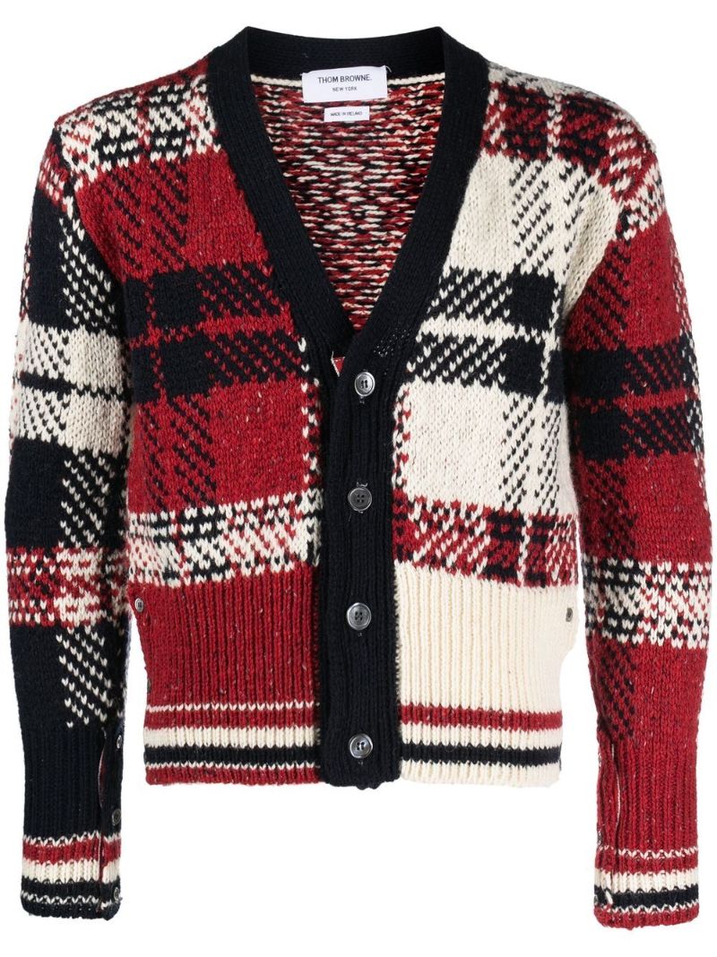 Red Tartan-check Pattern Cardigan