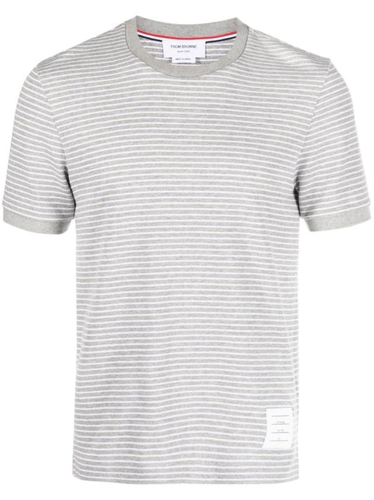 Grey Striped Cotton T-shirt