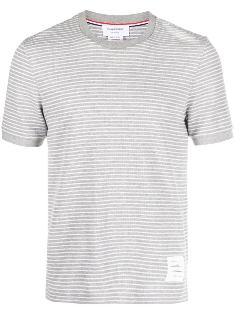 Grey Striped Cotton T-shirt