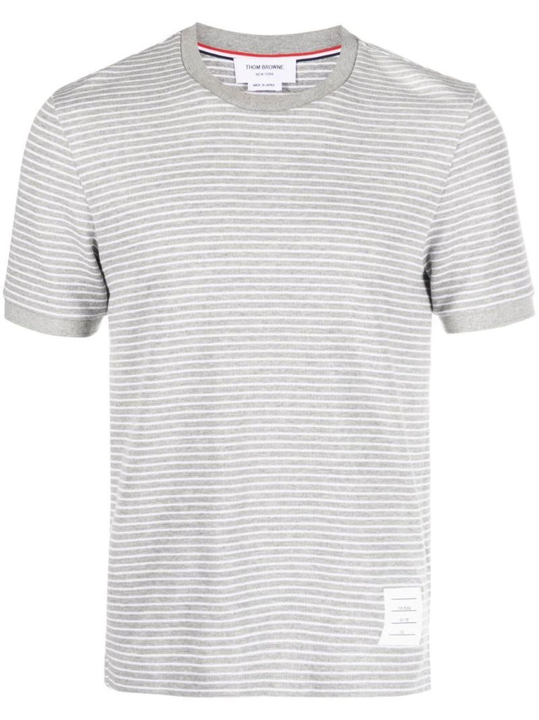 Grey Striped Cotton T-shirt