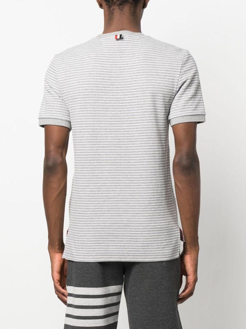 Grey Striped Cotton T-shirt