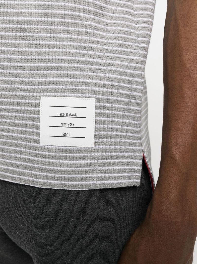 Grey Striped Cotton T-shirt
