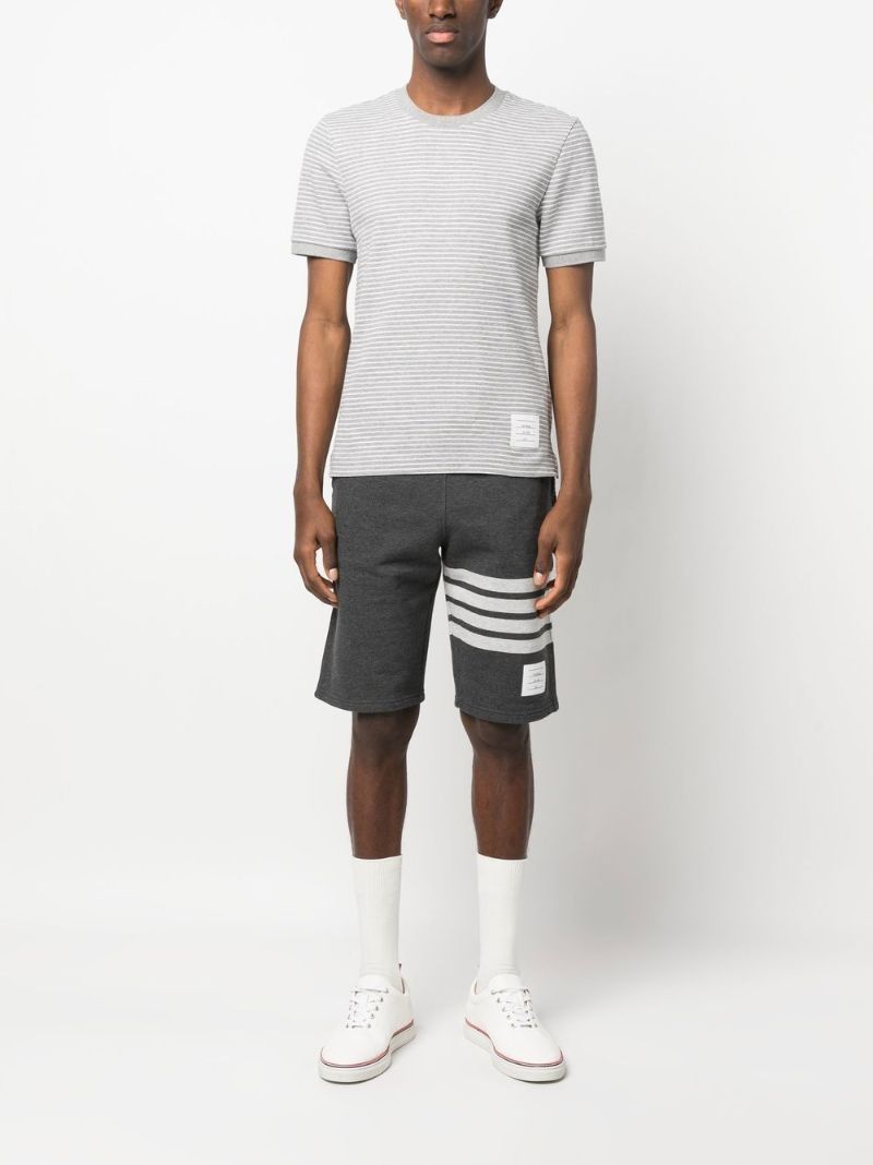 Grey Striped Cotton T-shirt