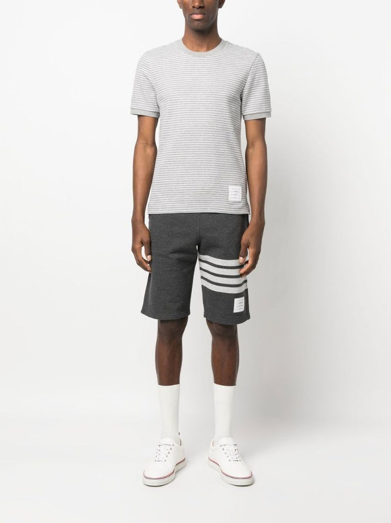 Grey Striped Cotton T-shirt