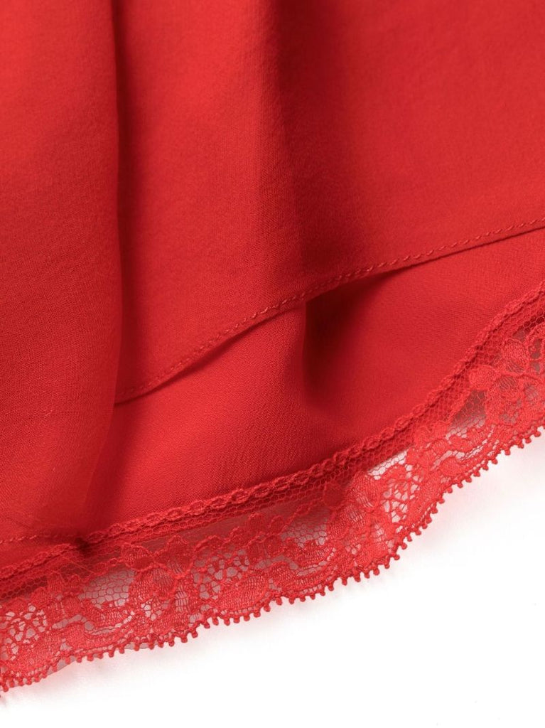 Red Off-the-shoulder Silk Chiffon Mini Dress