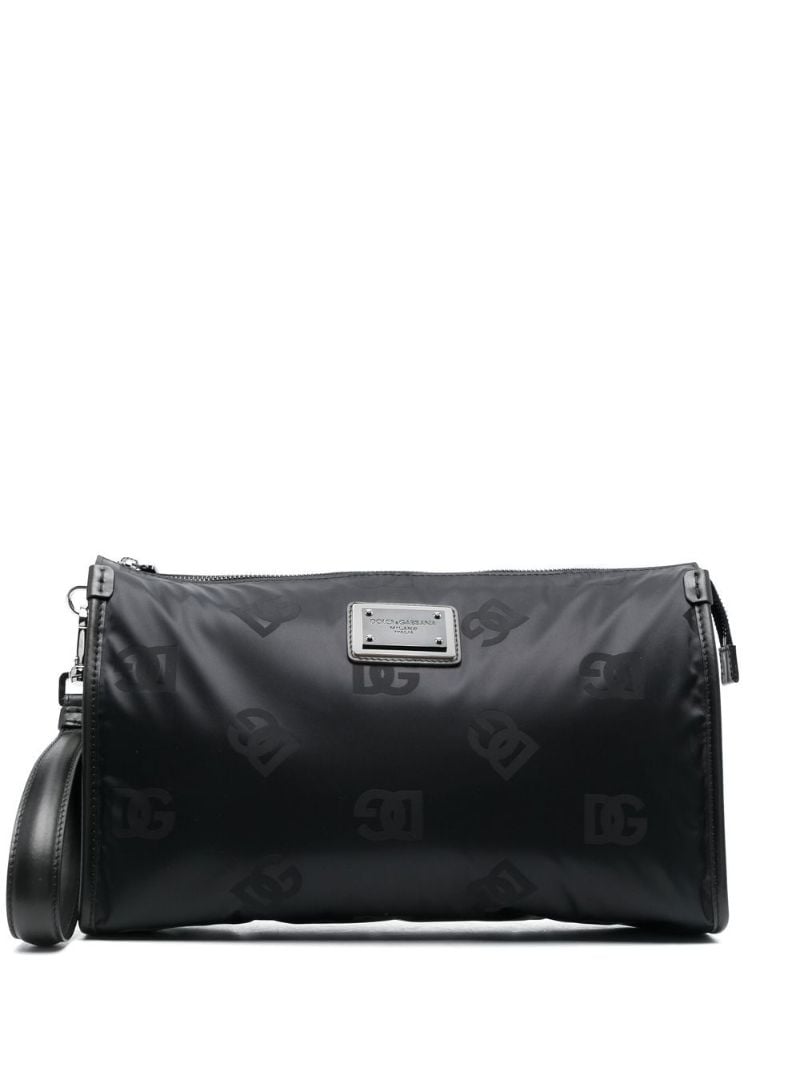 Black Logo Print Wash Bag