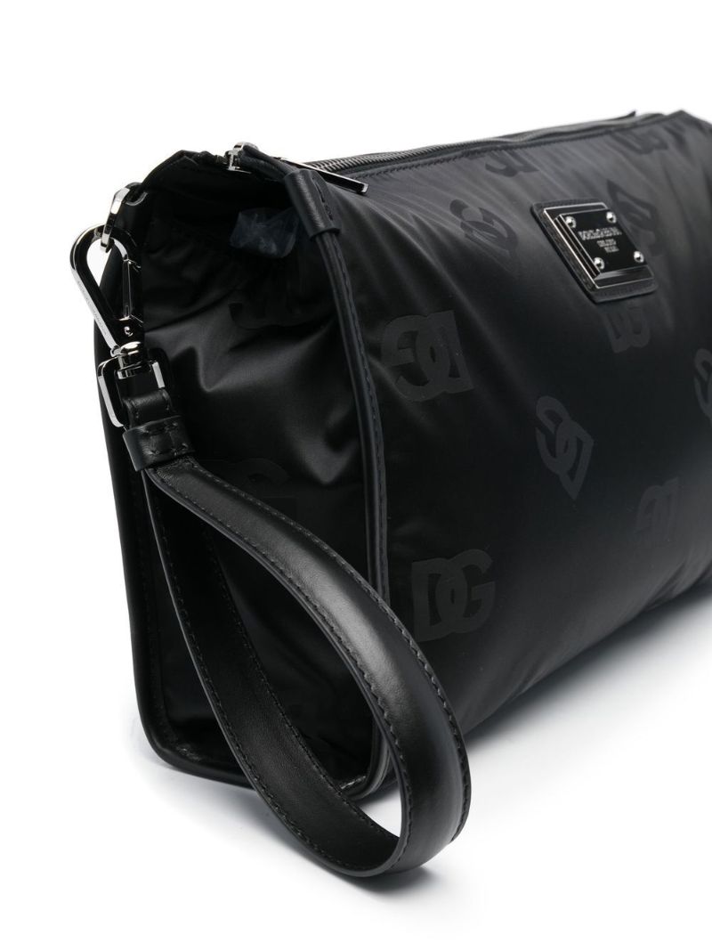 Black Logo Print Wash Bag