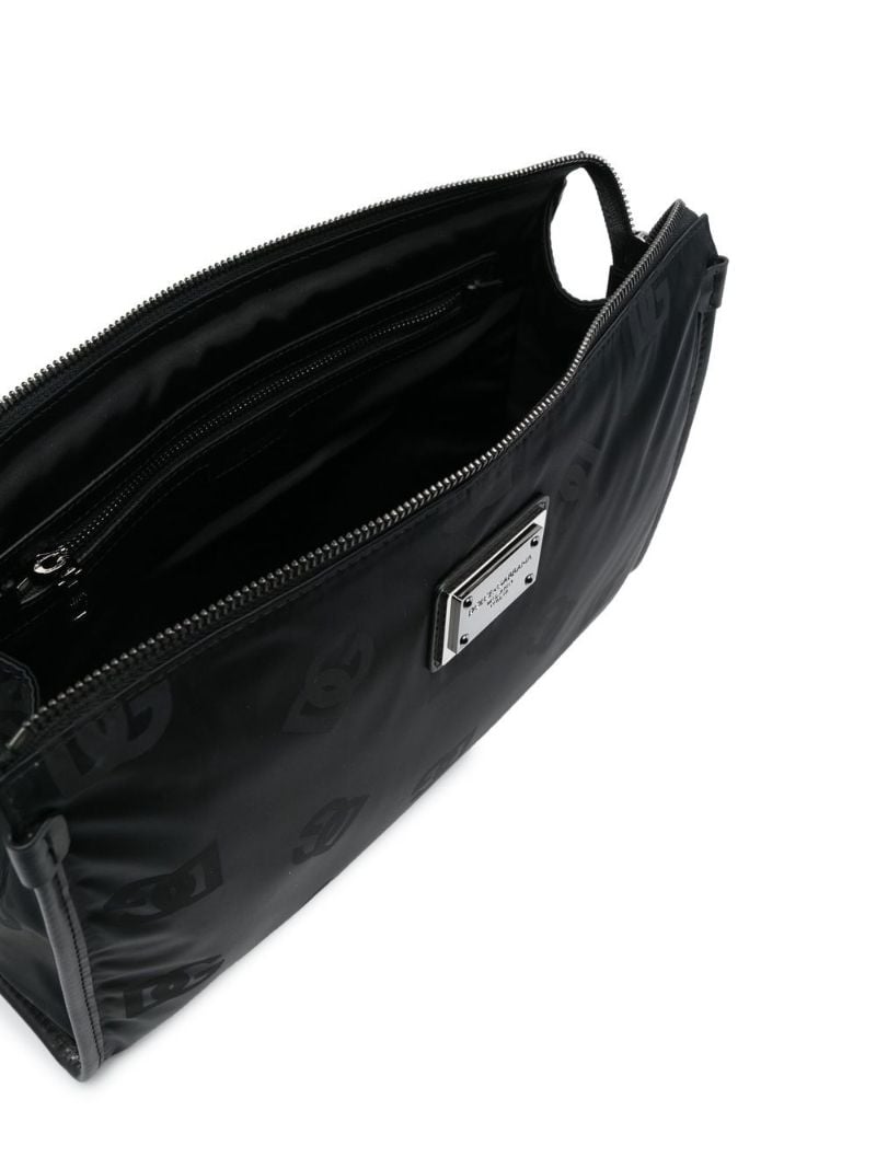 Black Logo Print Wash Bag