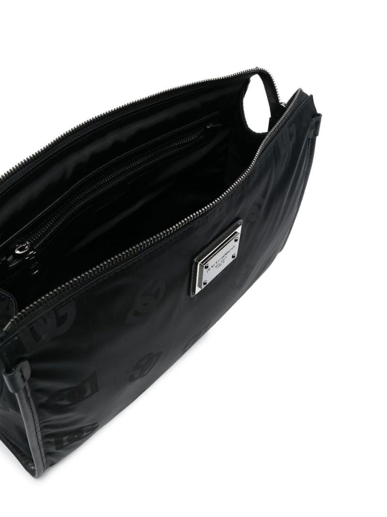 Black Logo Print Wash Bag