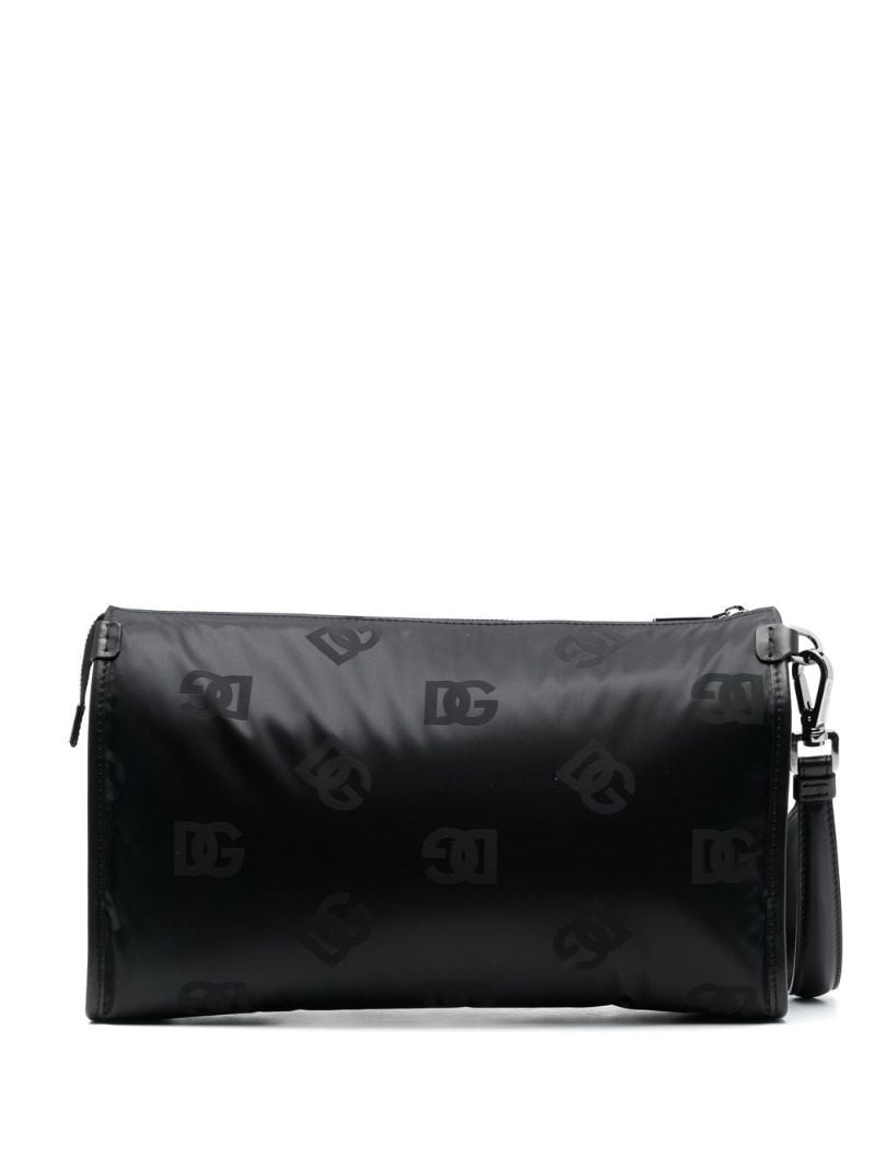 Black Logo Print Wash Bag