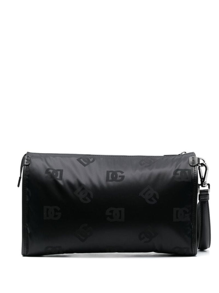 Black Logo Print Wash Bag