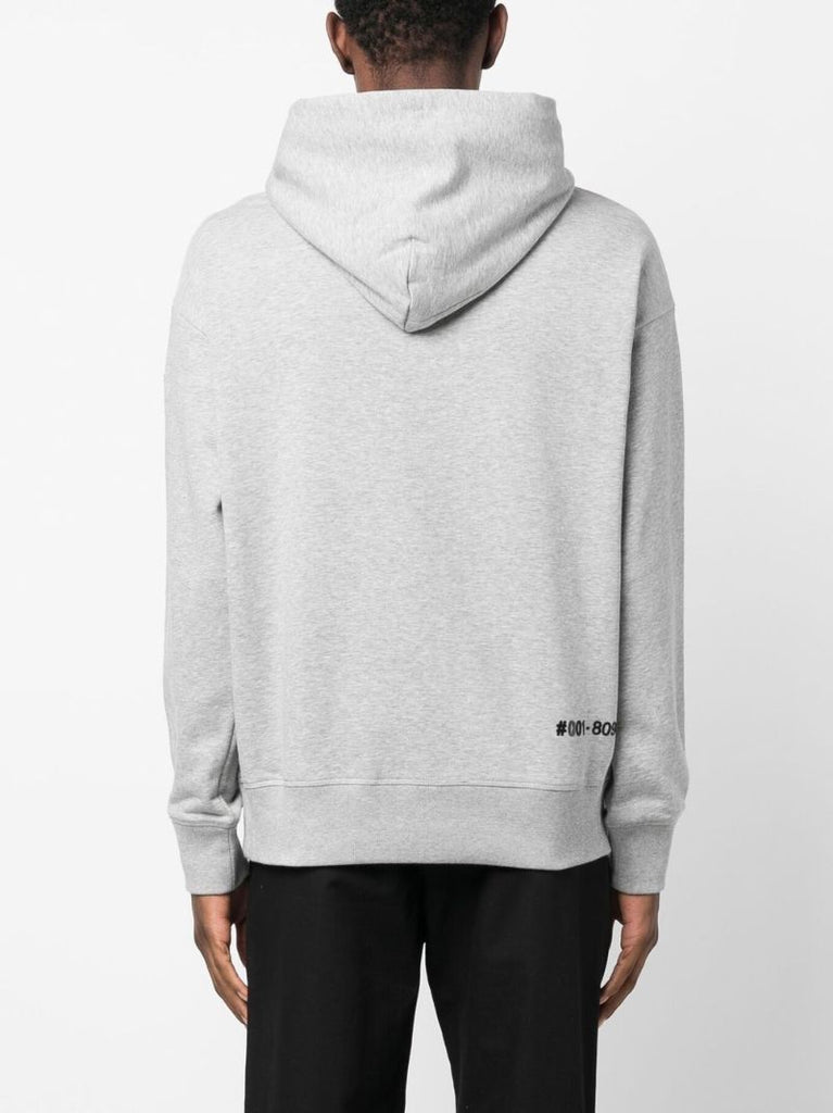 Grey Logo Print Cotton Hoodie
