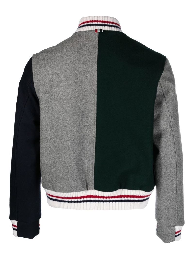 Green Wool Colourblock Bomber Jacket