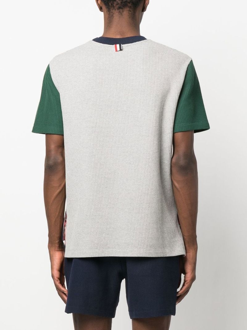 Blue Waffle-knit Cotton T-shirt