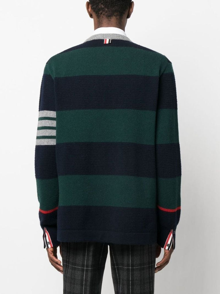 Green Striped Merino Wool Sweater