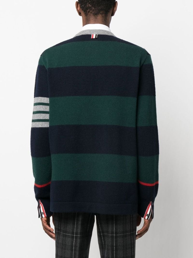 Green Striped Merino Wool Sweater
