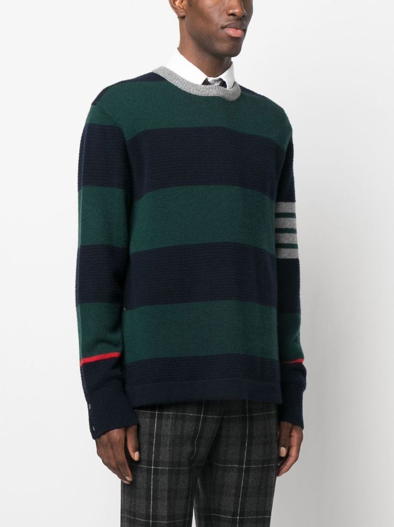 Green Striped Merino Wool Sweater
