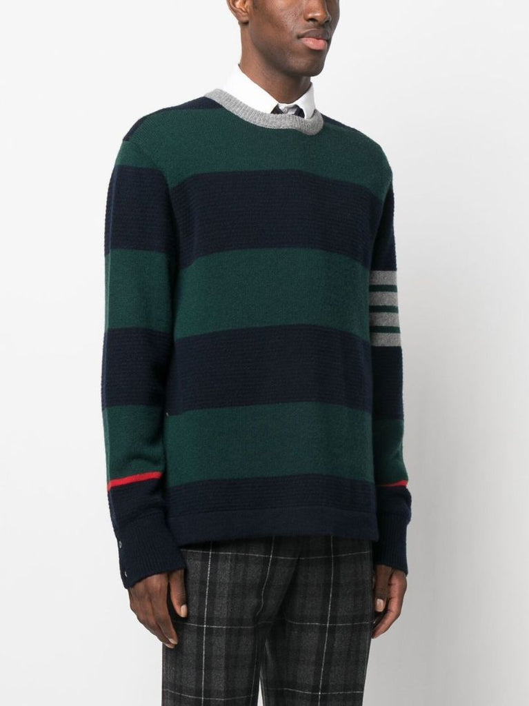 Green Striped Merino Wool Sweater