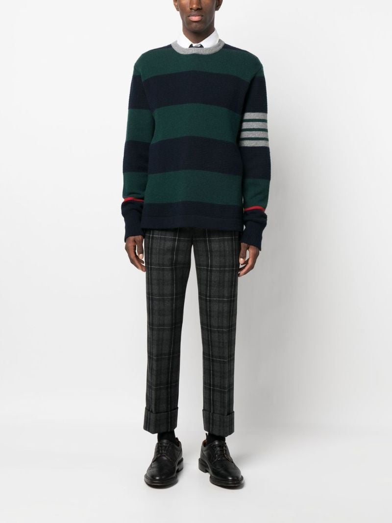 Green Striped Merino Wool Sweater
