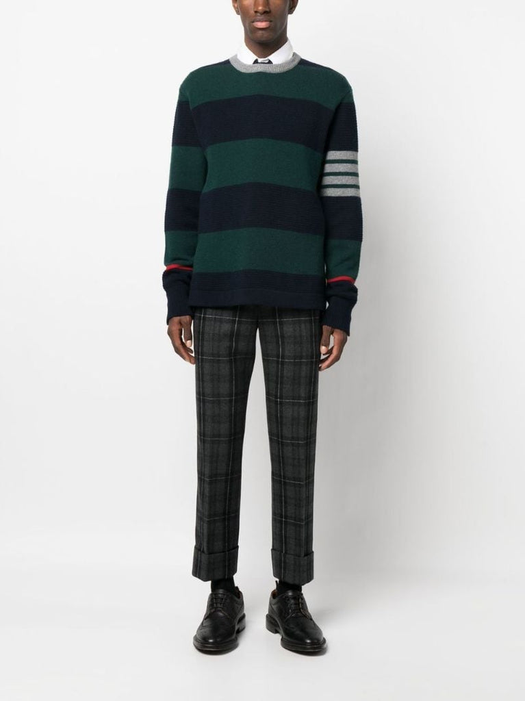 Green Striped Merino Wool Sweater