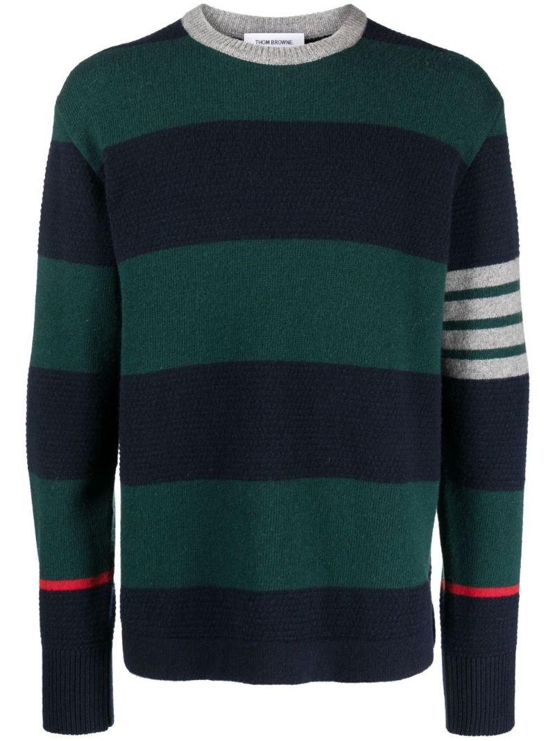 Green Striped Merino Wool Sweater