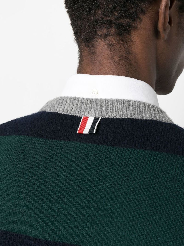 Green Striped Merino Wool Sweater
