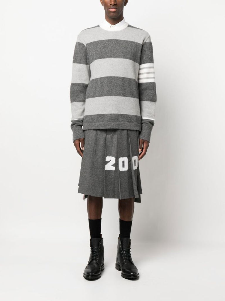 Grey Striped Merino Wool Sweater