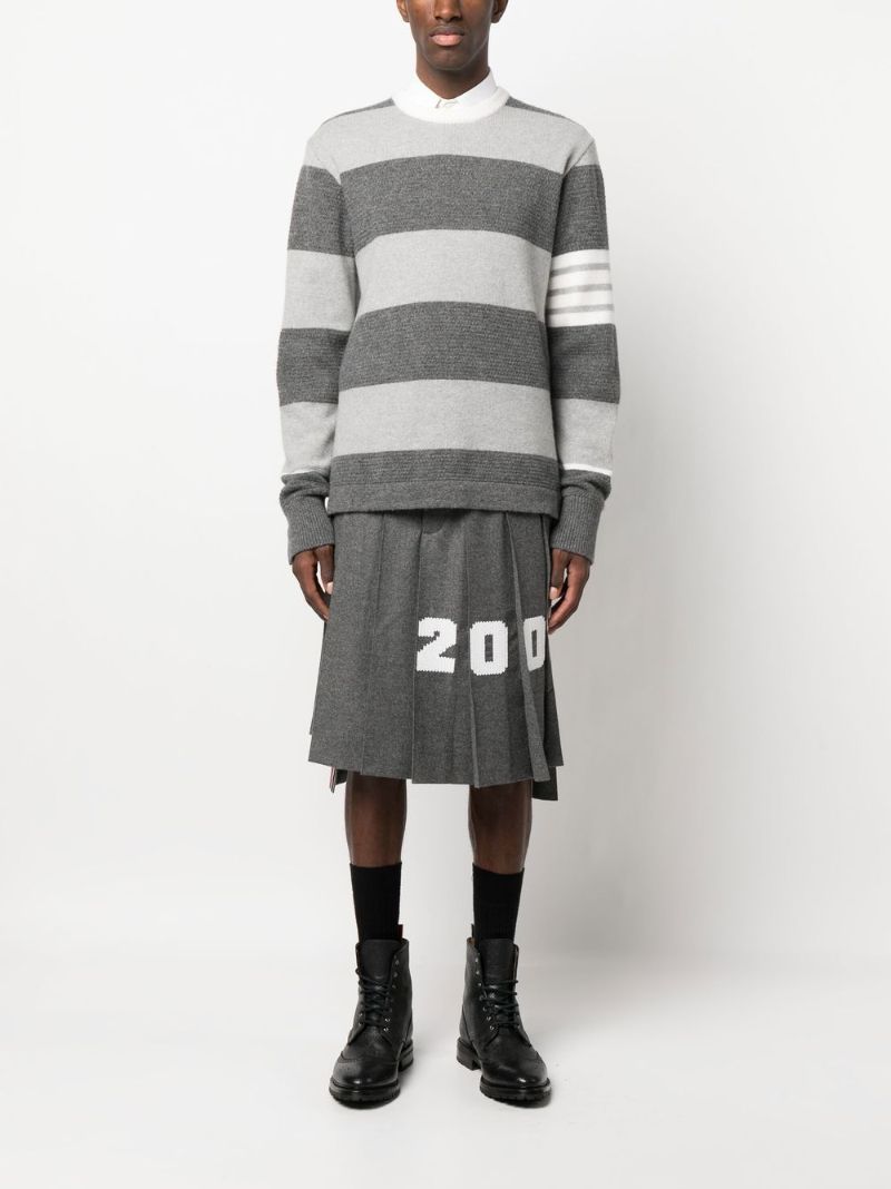 Grey Striped Merino Wool Sweater