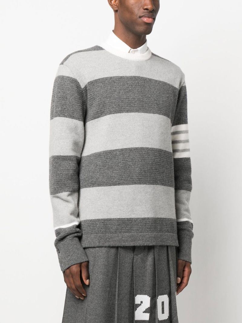 Grey Striped Merino Wool Sweater