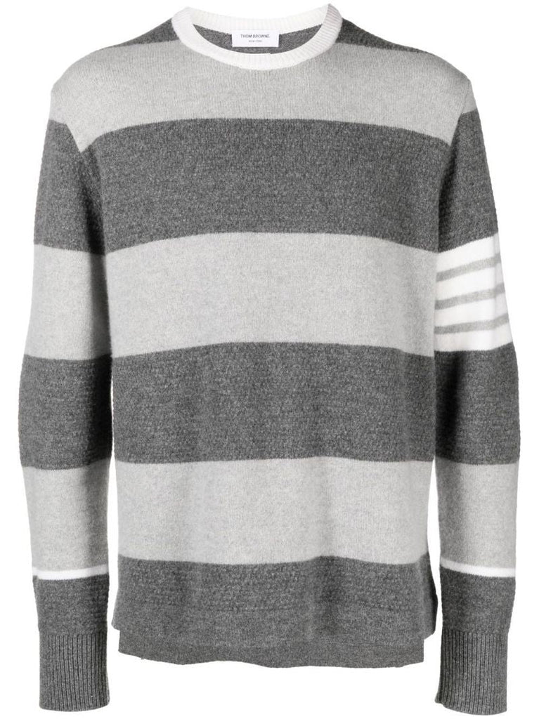 Grey Striped Merino Wool Sweater