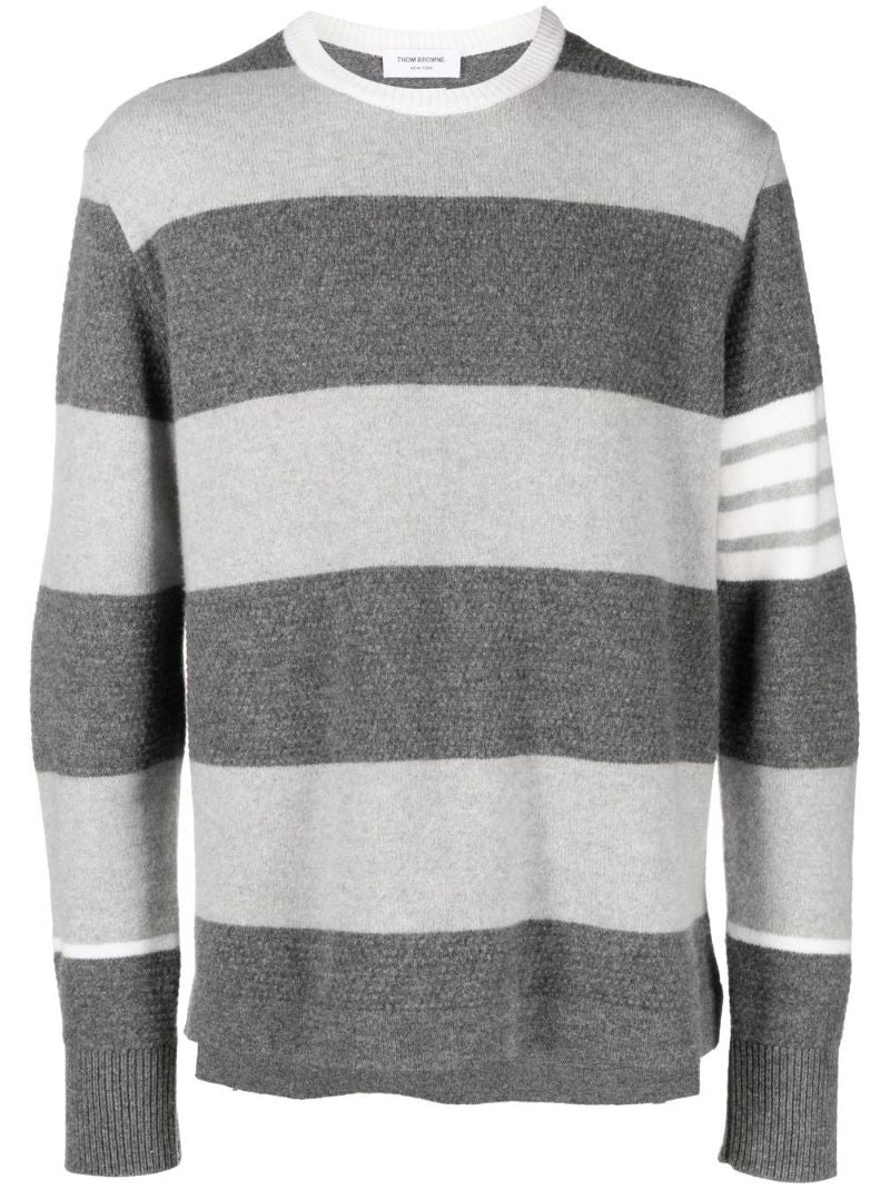 Grey Striped Merino Wool Sweater