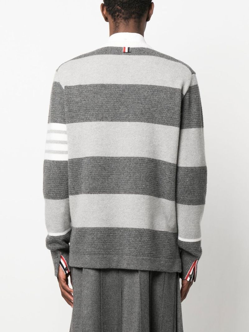 Grey Striped Merino Wool Sweater