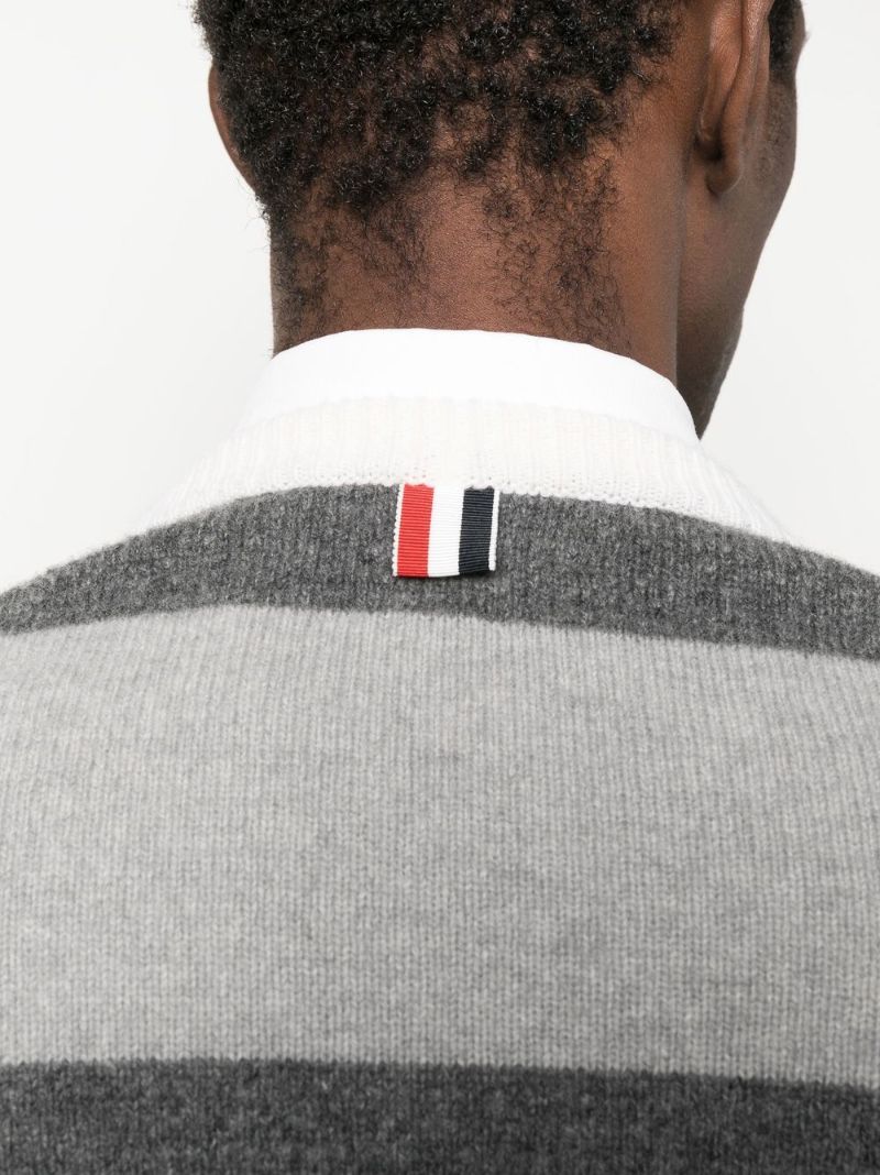 Grey Striped Merino Wool Sweater