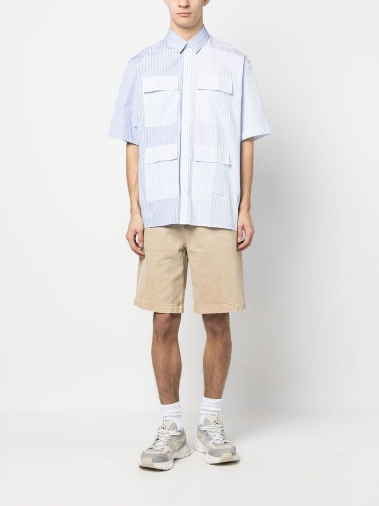 Blue Striped Short Sleeved Cotton Shirt