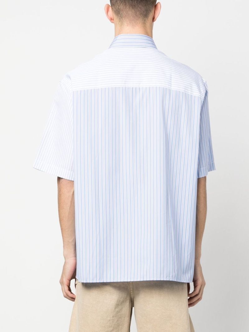 Blue Striped Short Sleeved Cotton Shirt