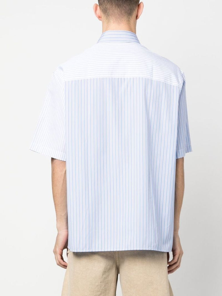 Blue Striped Short Sleeved Cotton Shirt