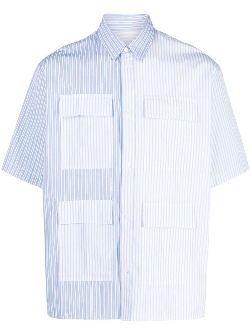 Blue Striped Short Sleeved Cotton Shirt