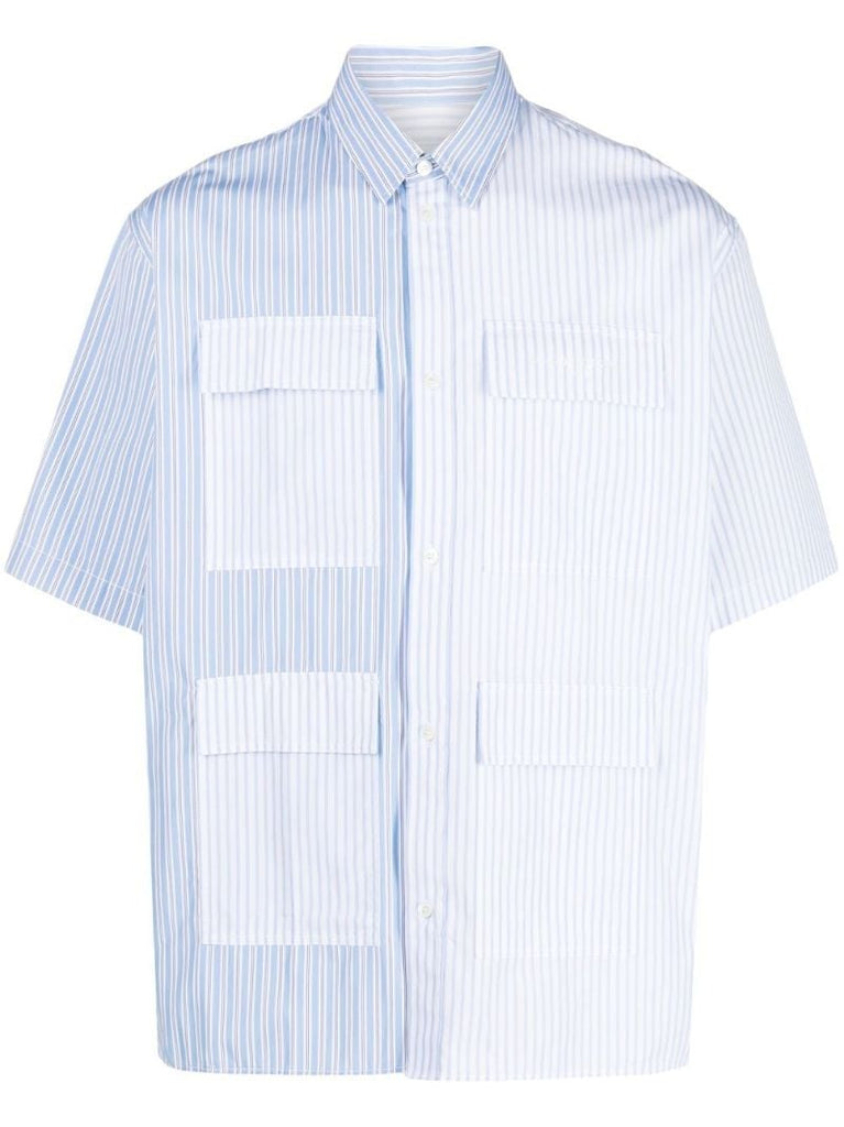Blue Striped Short Sleeved Cotton Shirt