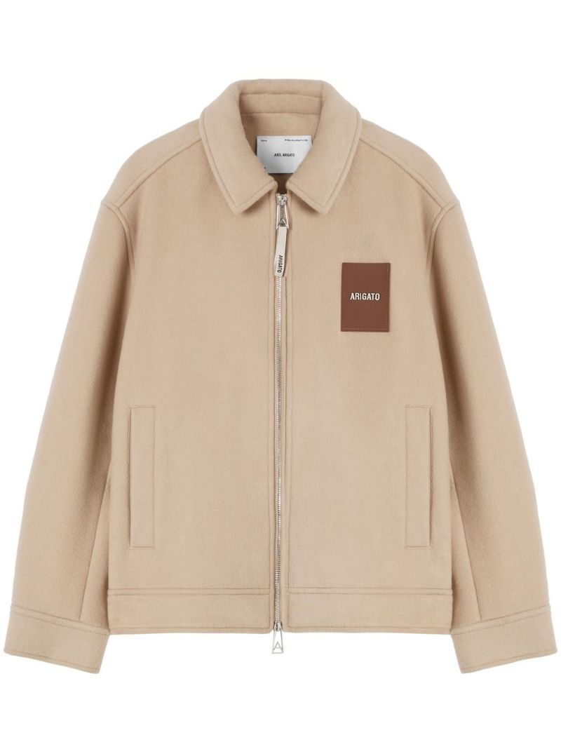 Beige Zip-up Wool Shirt Jacket