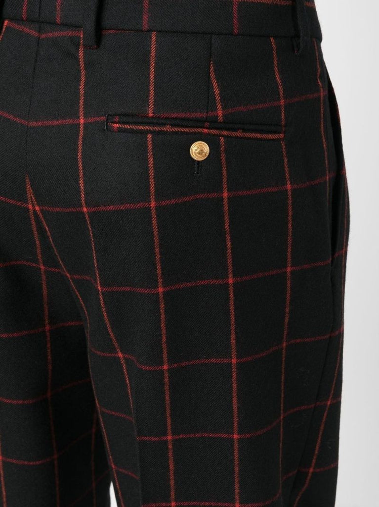 Black Check Pattern Tailored Trousers