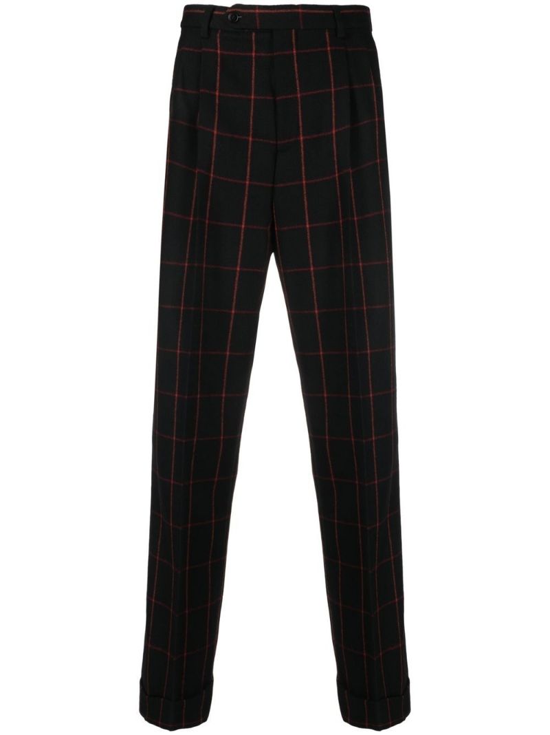 Black Check Pattern Tailored Trousers