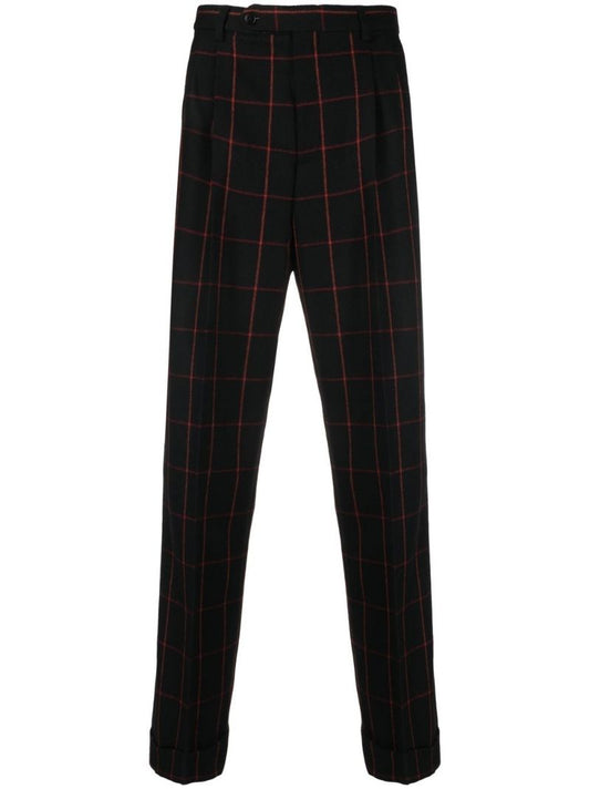 Black Check Pattern Tailored Trousers
