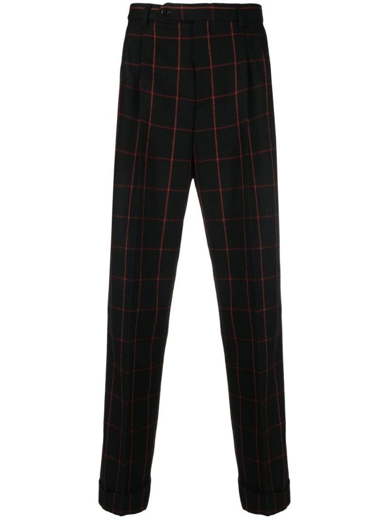 Black Check Pattern Tailored Trousers