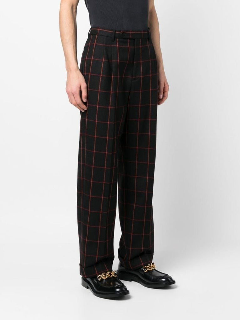 Black Check Pattern Tailored Trousers