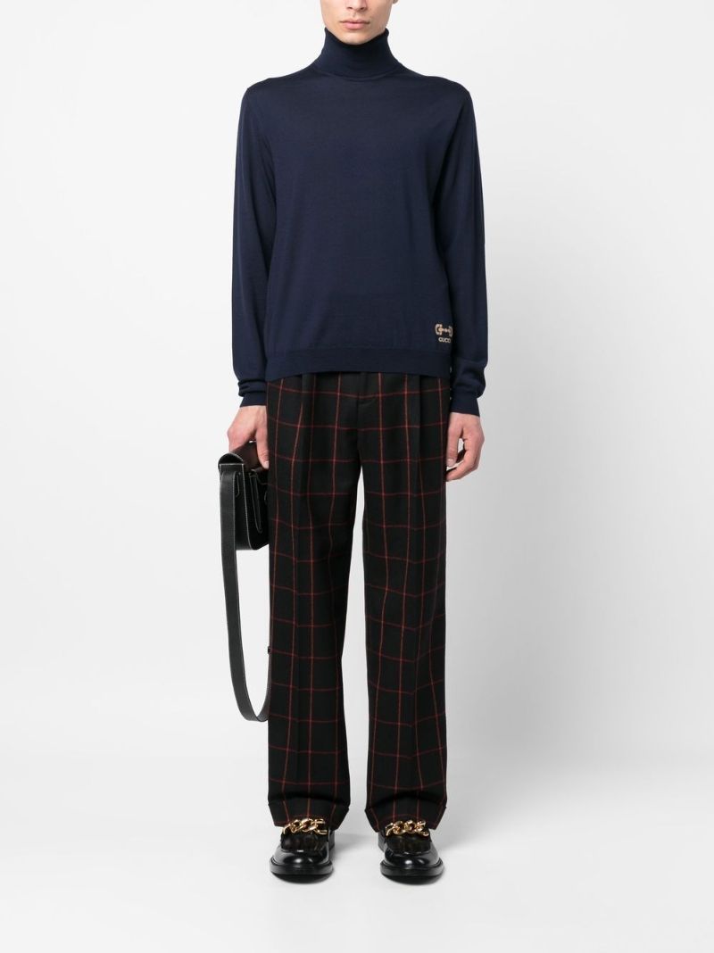 Black Check Pattern Tailored Trousers